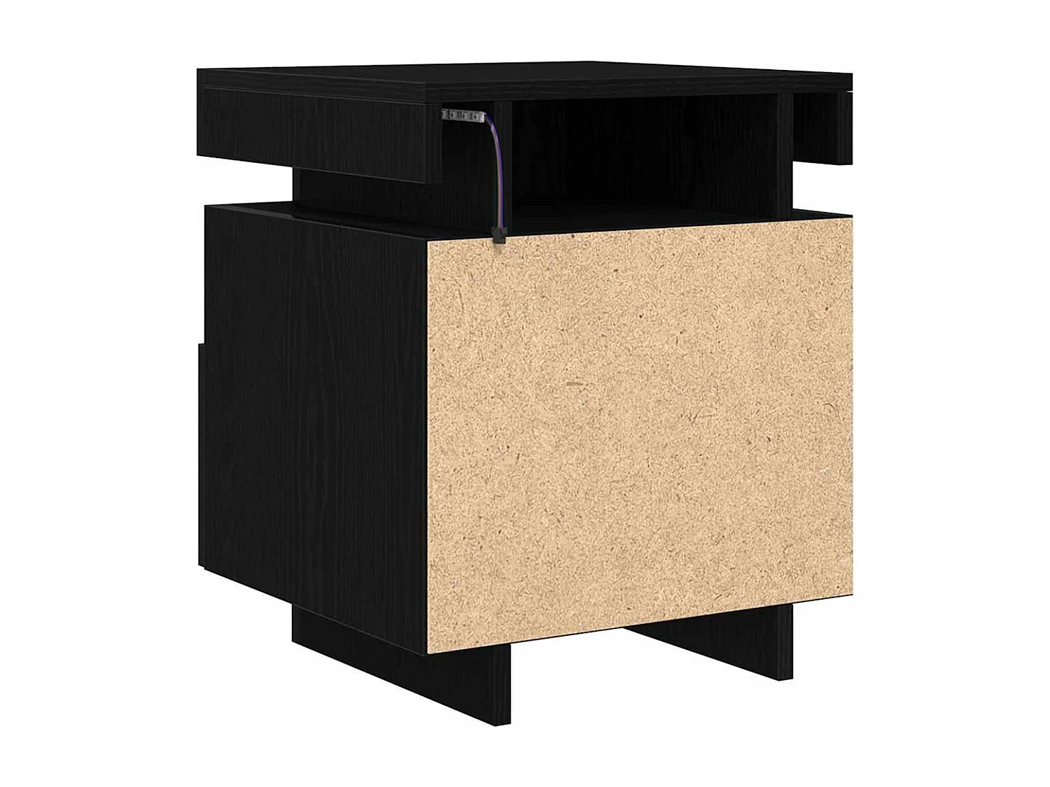 Comodino con luci LED 2 pz Rovere nero 40x39x48,5 cm