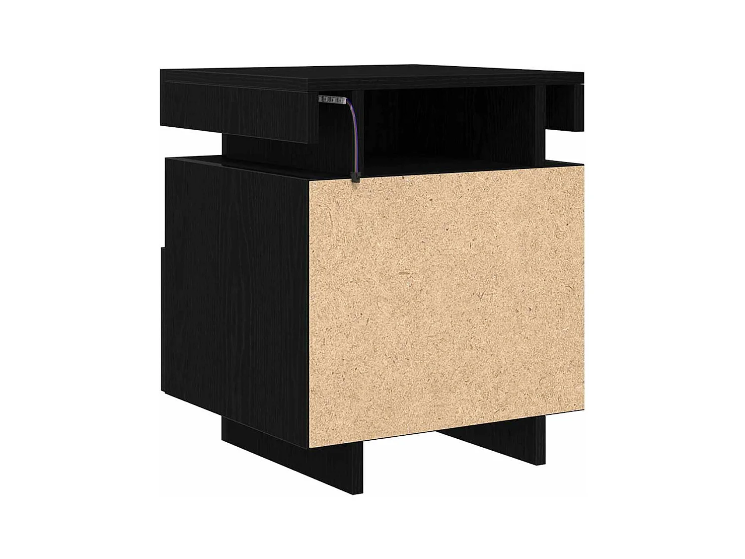 Table de chevet avec lumières LED 2 pcs Chêne noir 40x39x48,5 cm