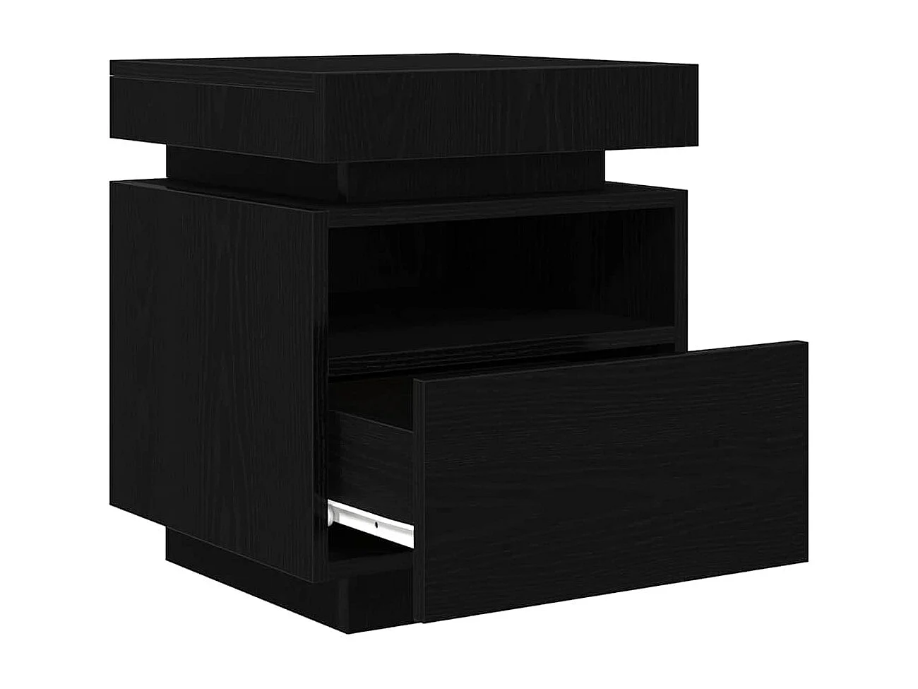 Table de chevet avec lumières LED 2 pcs Chêne noir 40x39x48,5 cm