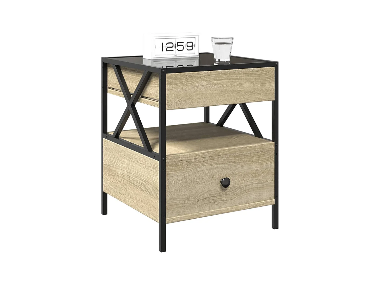 Nachttisch mit unendlicher LED Sonoma Eiche 40x40x51 cm