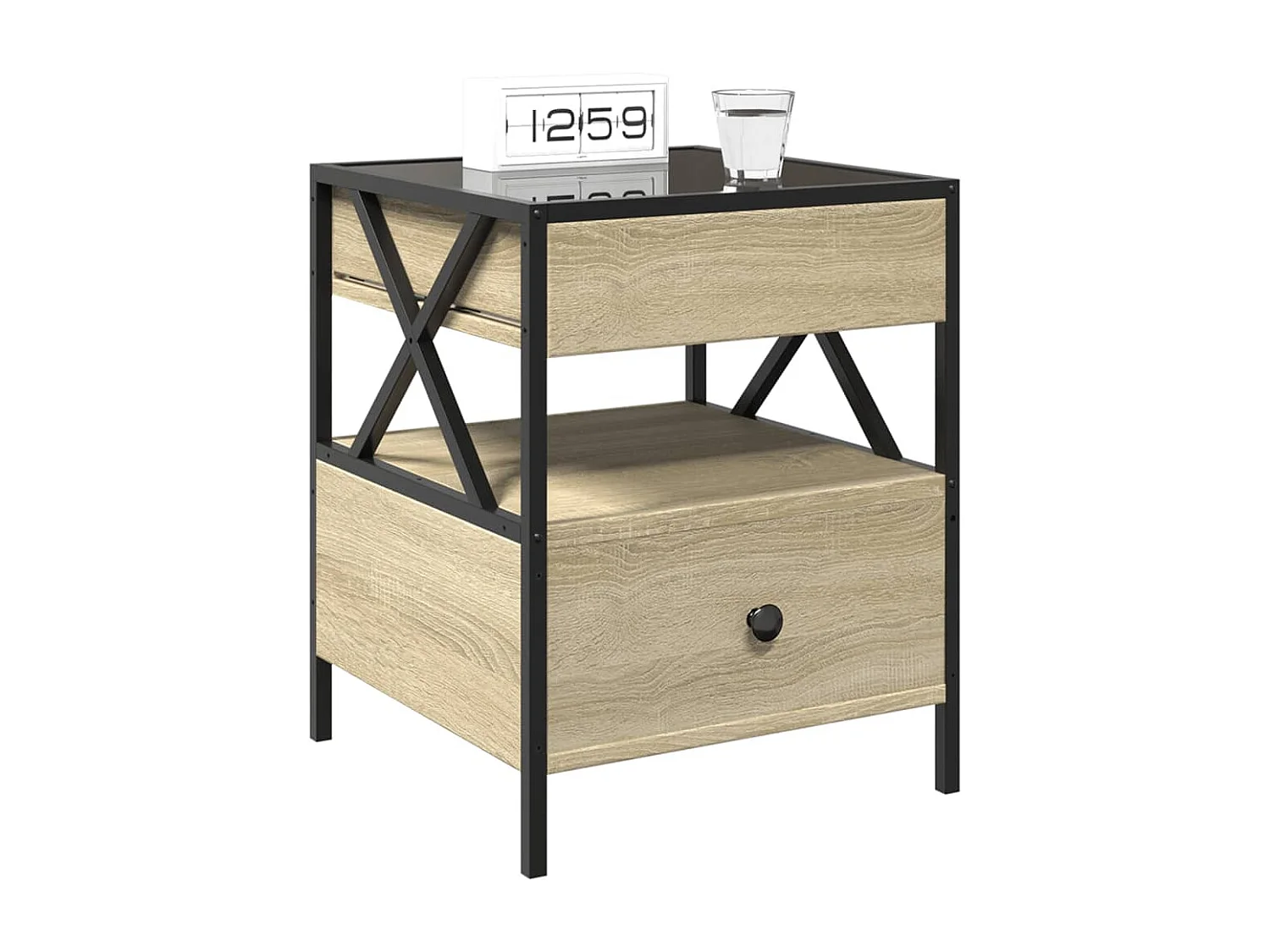 Nachtkastje met oneindige LED Sonoma eiken 40x40x51 cm