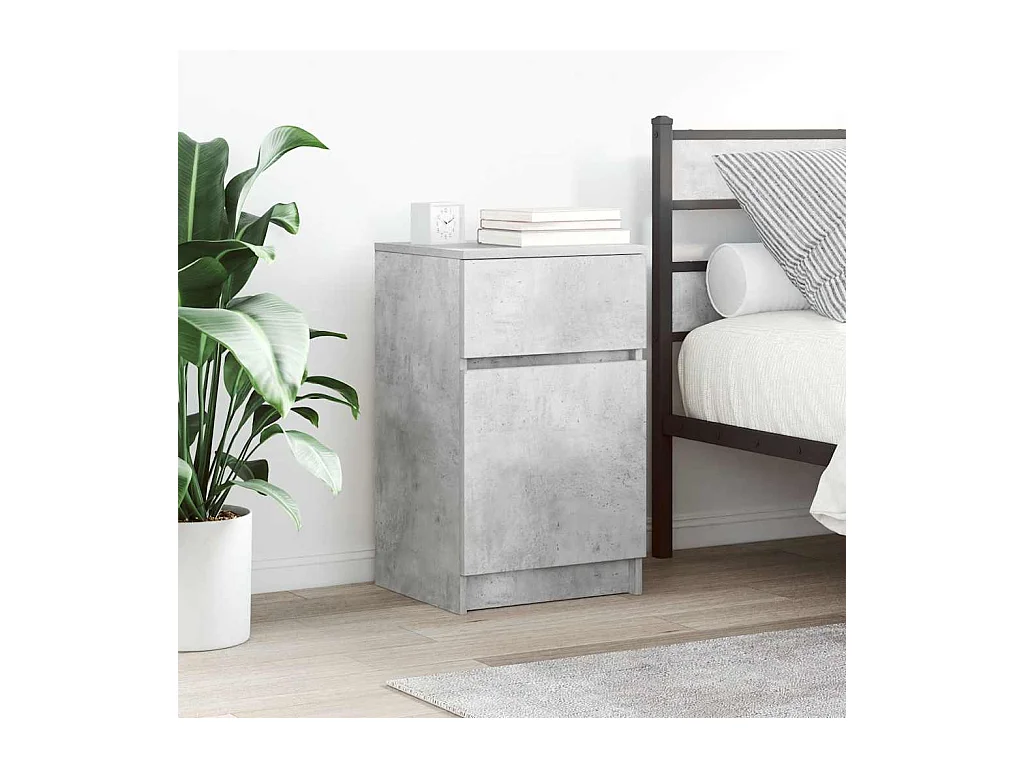 Table de chevet gris béton 39x35x65 cm bois d’ingénierie