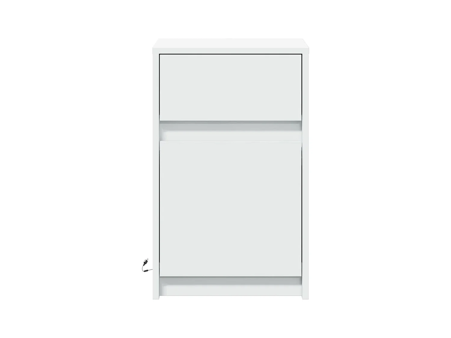 Armoires de chevet et lumières LED 2pcs blanc bois d'ingénierie