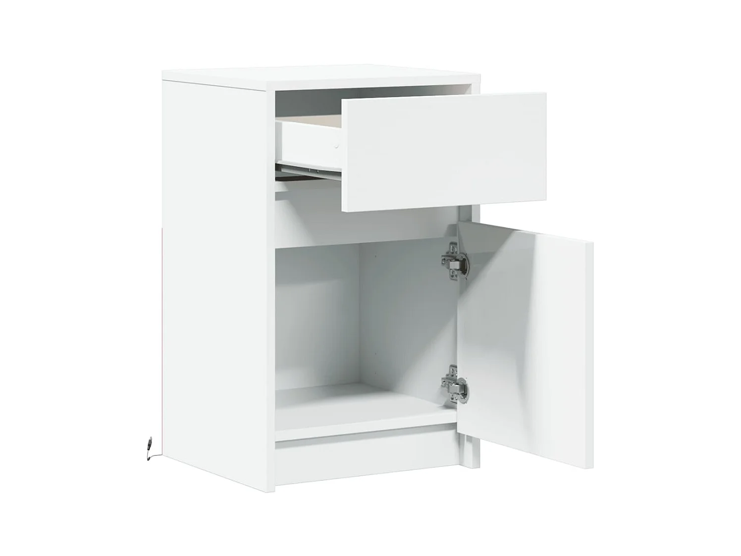 Armoires de chevet et lumières LED 2pcs blanc bois d'ingénierie