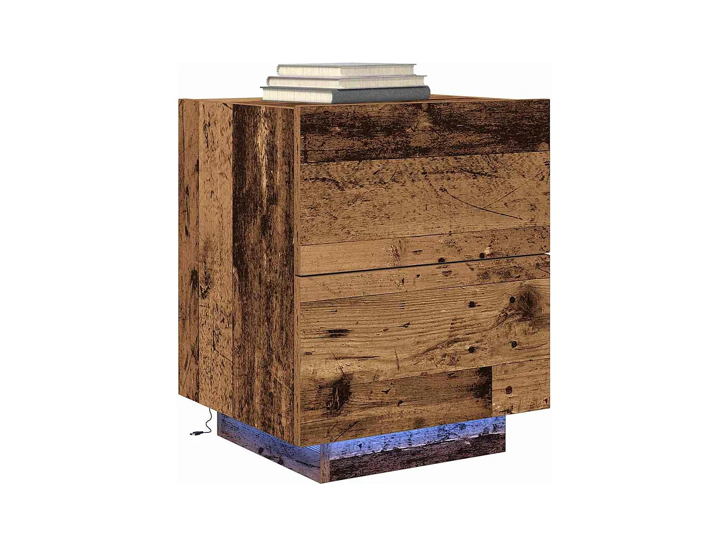 Comodini con luci LED 2 pz Legno antico 45x40x55 cm