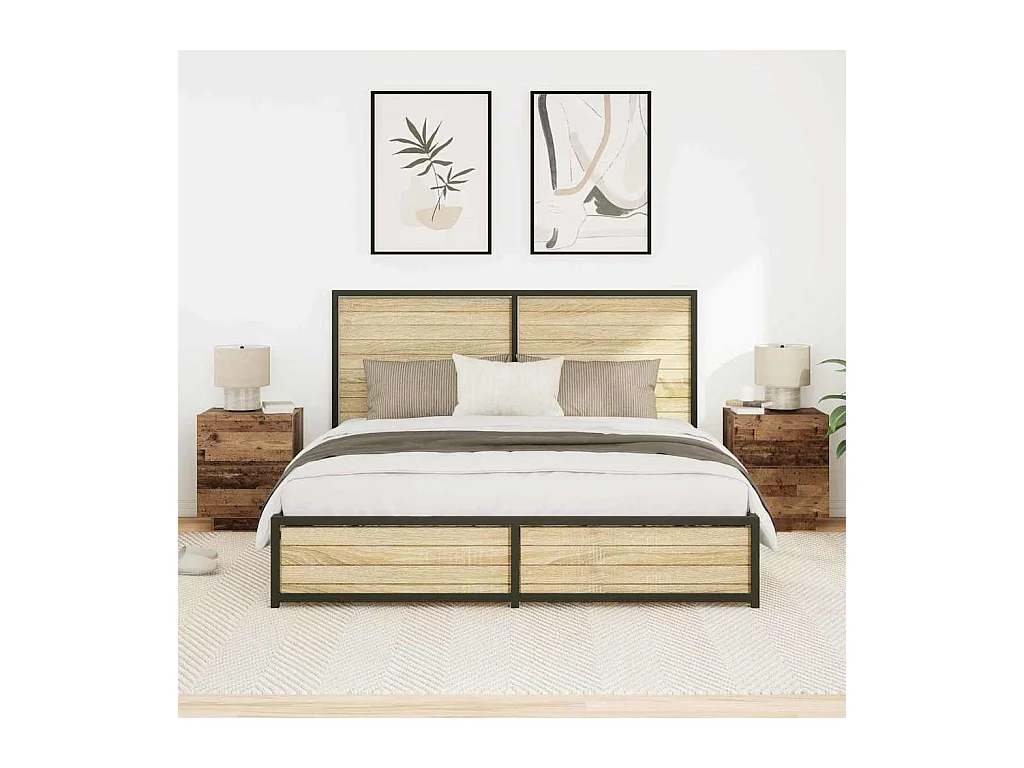 Comodini con luci LED 2 pz Legno antico 45x40x55 cm