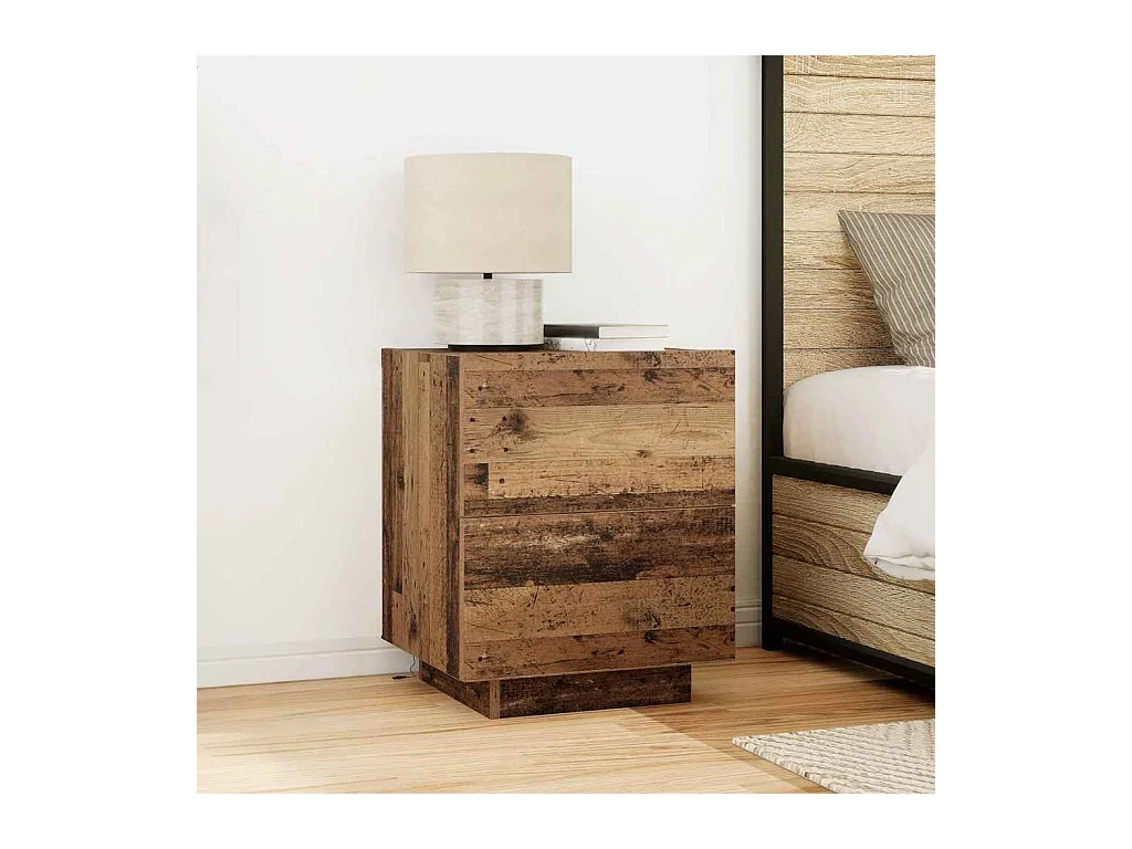Nachtkastjes met LED-verlichting 2 stuks Antiek hout 45x40x55 cm