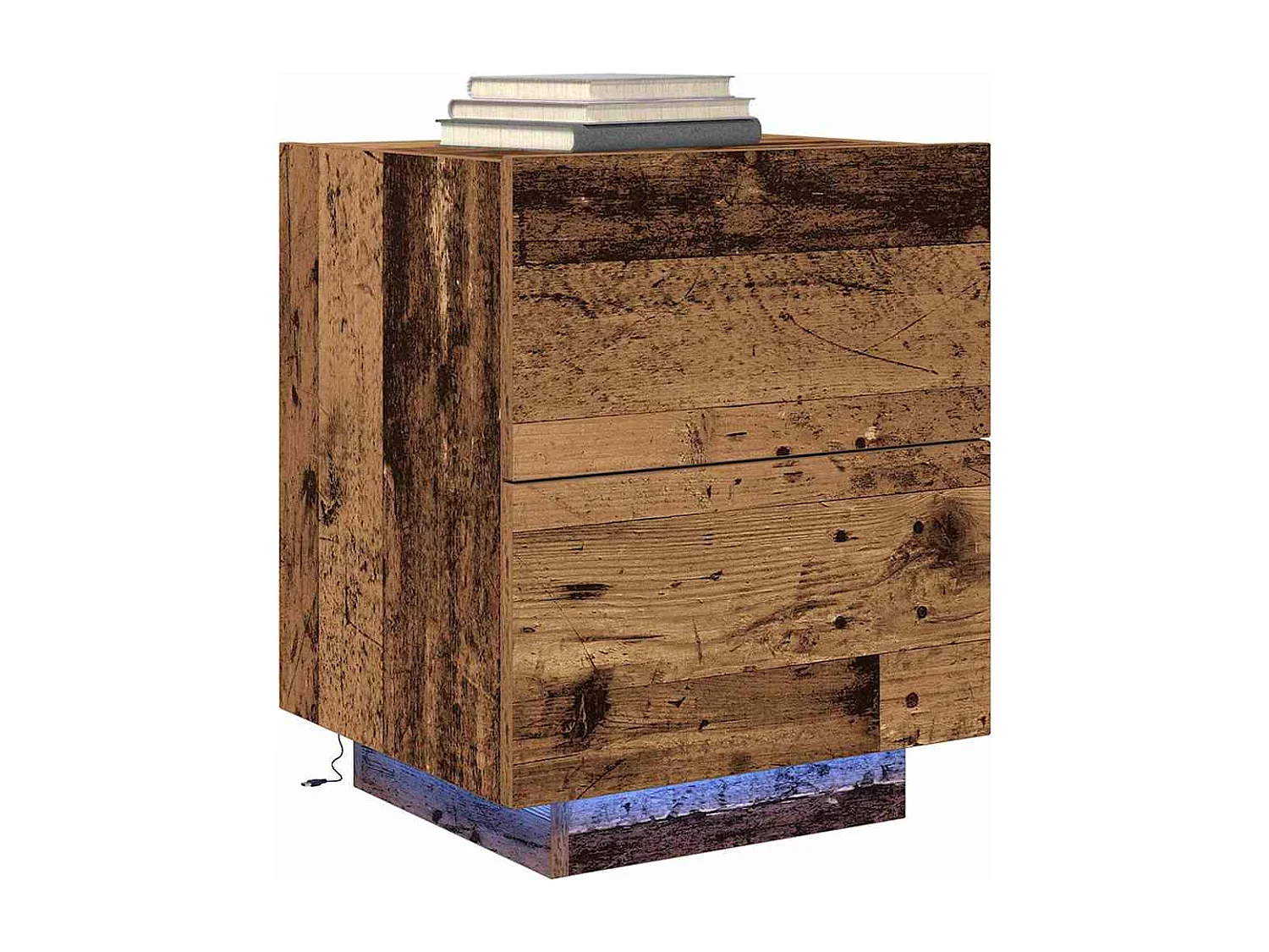 Tables de chevet avec lumières LED 2 pcs Bois ancien 45x40x55 cm