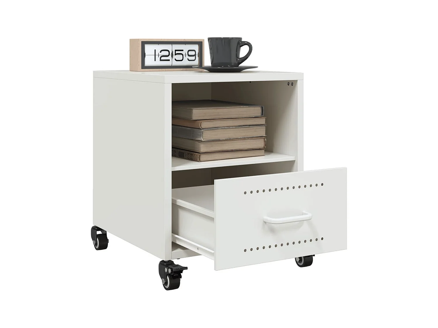 Tables de chevet 2 pcs blanc 36x39x43,5 cm acier