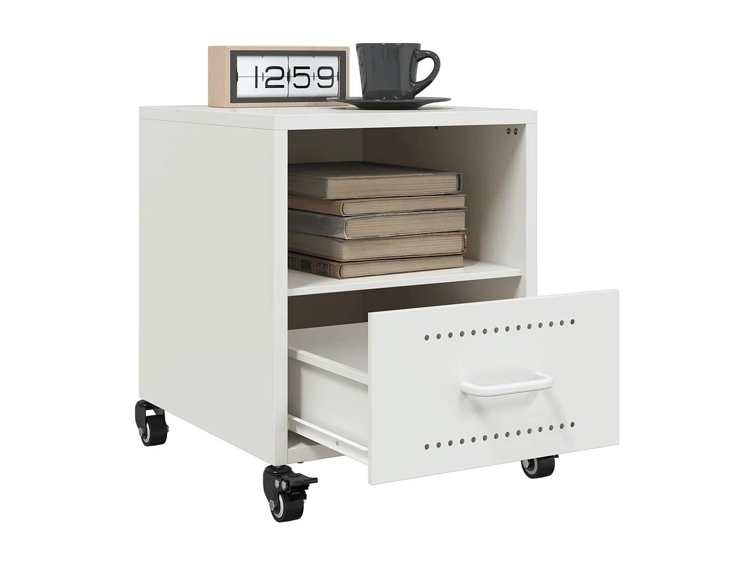 Tables de chevet 2 pcs blanc 36x39x43,5 cm acier