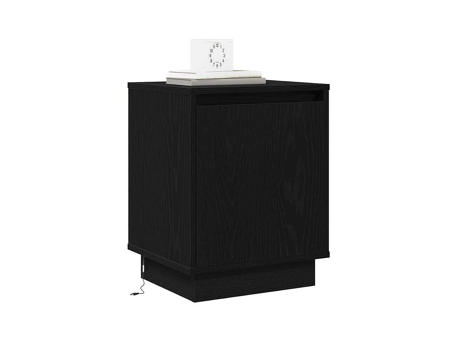 Table de chevet avec lumières LED Noire 39x34,5x50 cm