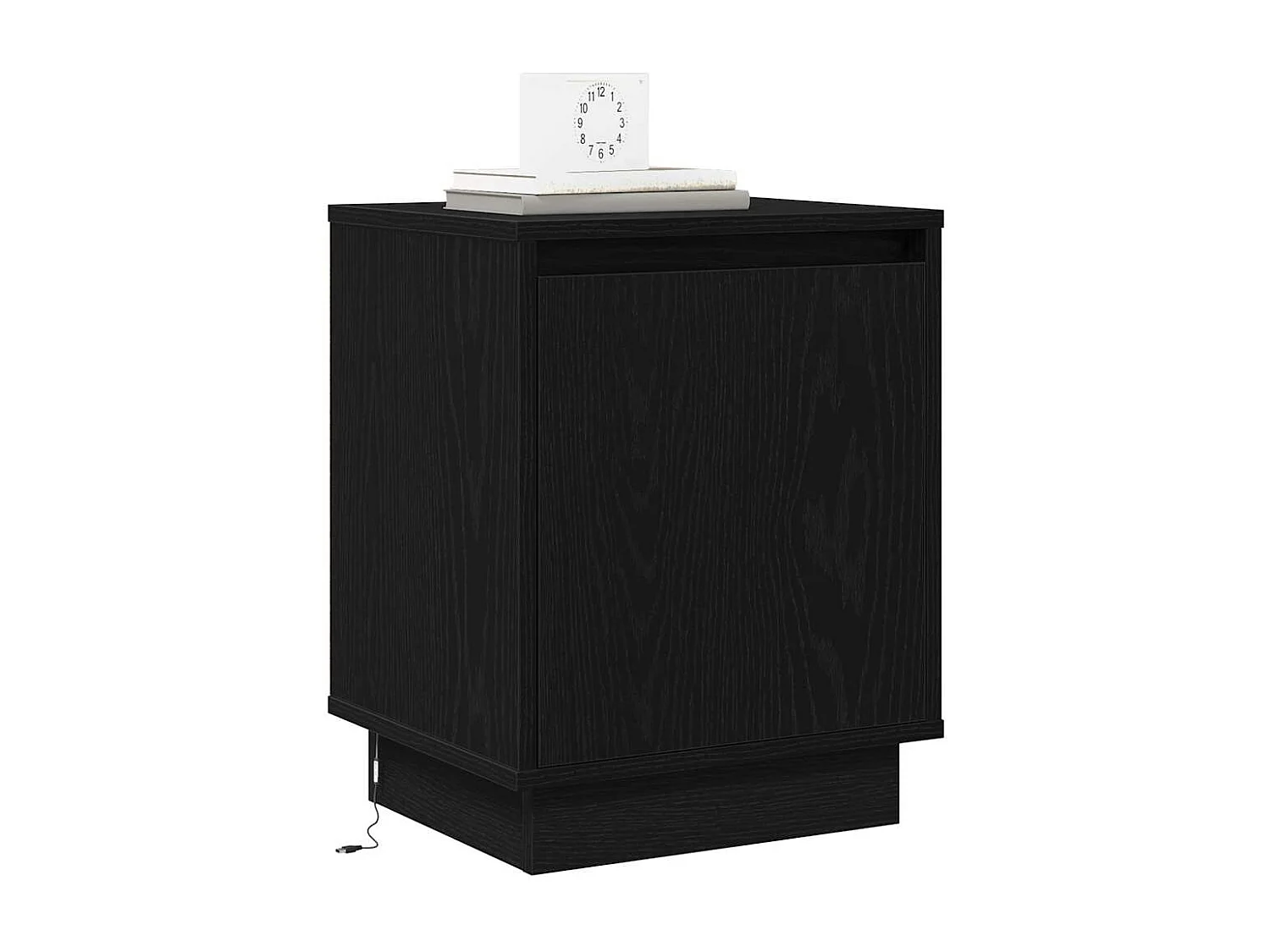 Table de chevet avec lumières LED Noire 39x34,5x50 cm