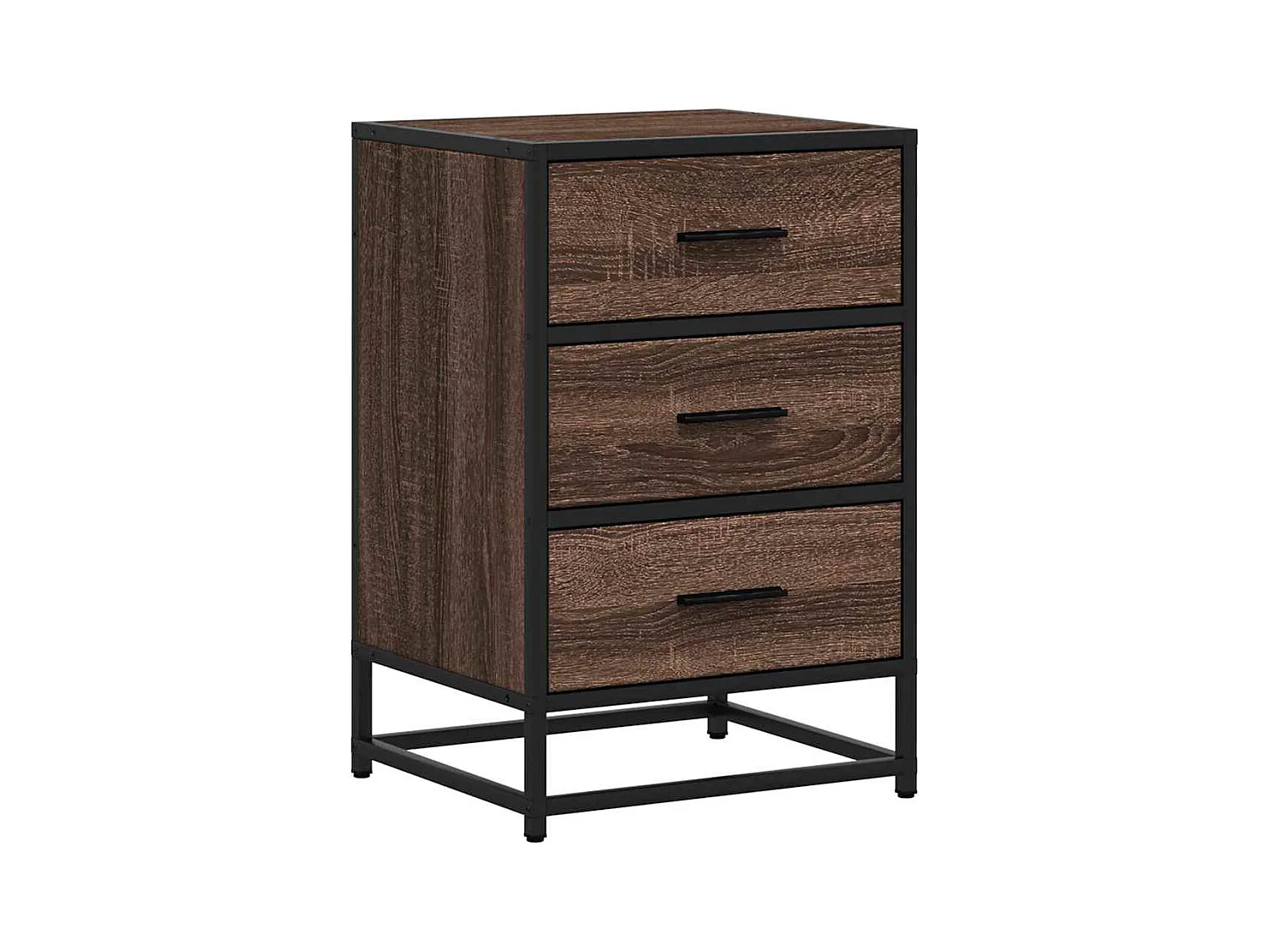 Nachtkastje bruin eiken 40x34,5x60cm bewerkt hout metaal