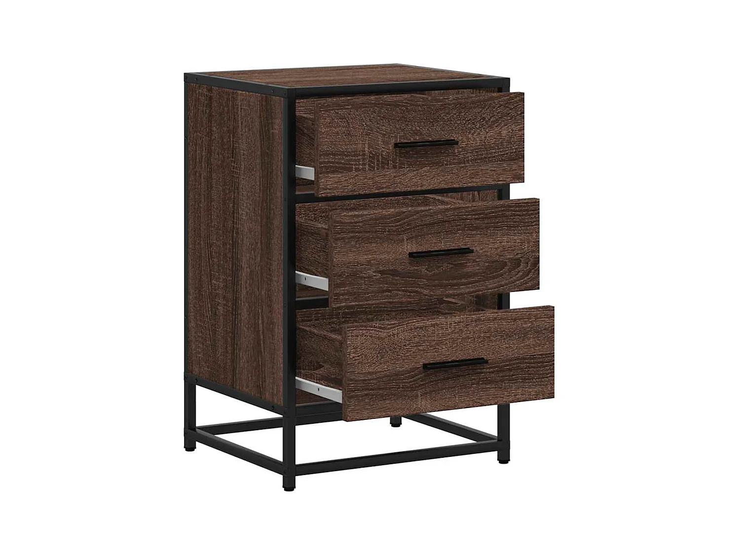 Nachtkastje bruin eiken 40x34,5x60cm bewerkt hout metaal