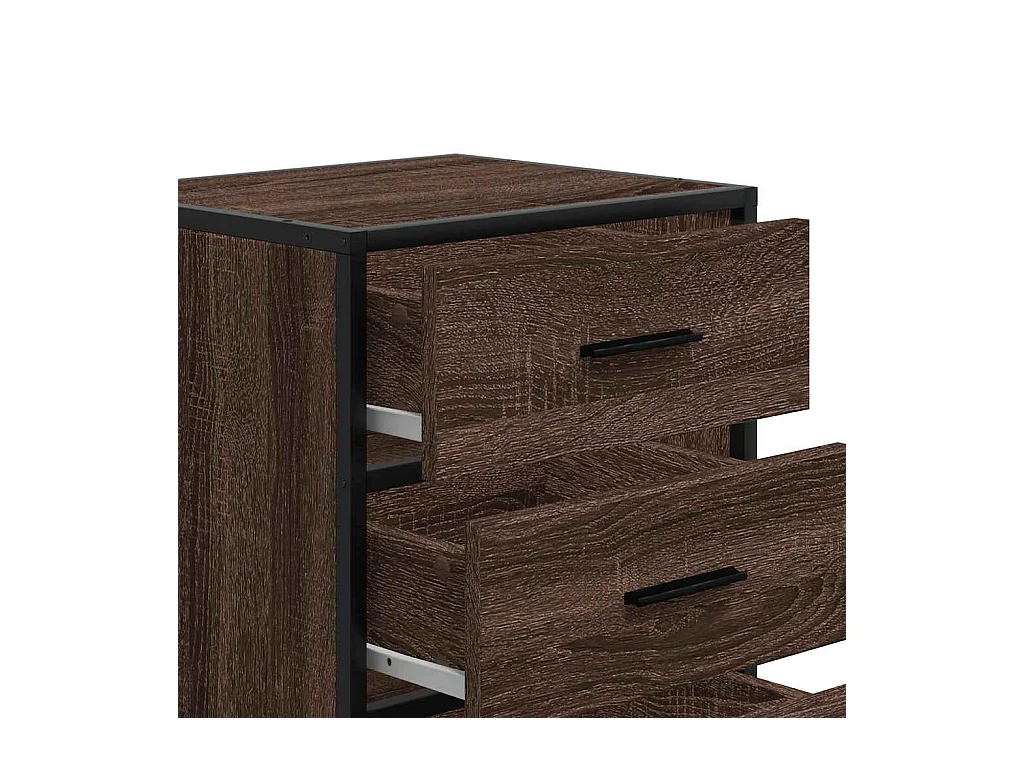 Nachtkastje bruin eiken 40x34,5x60cm bewerkt hout metaal