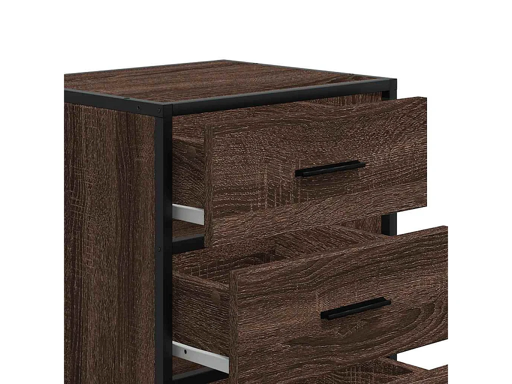 Table de chevet chêne marron 40x34,5x60cm bois ingénierie métal