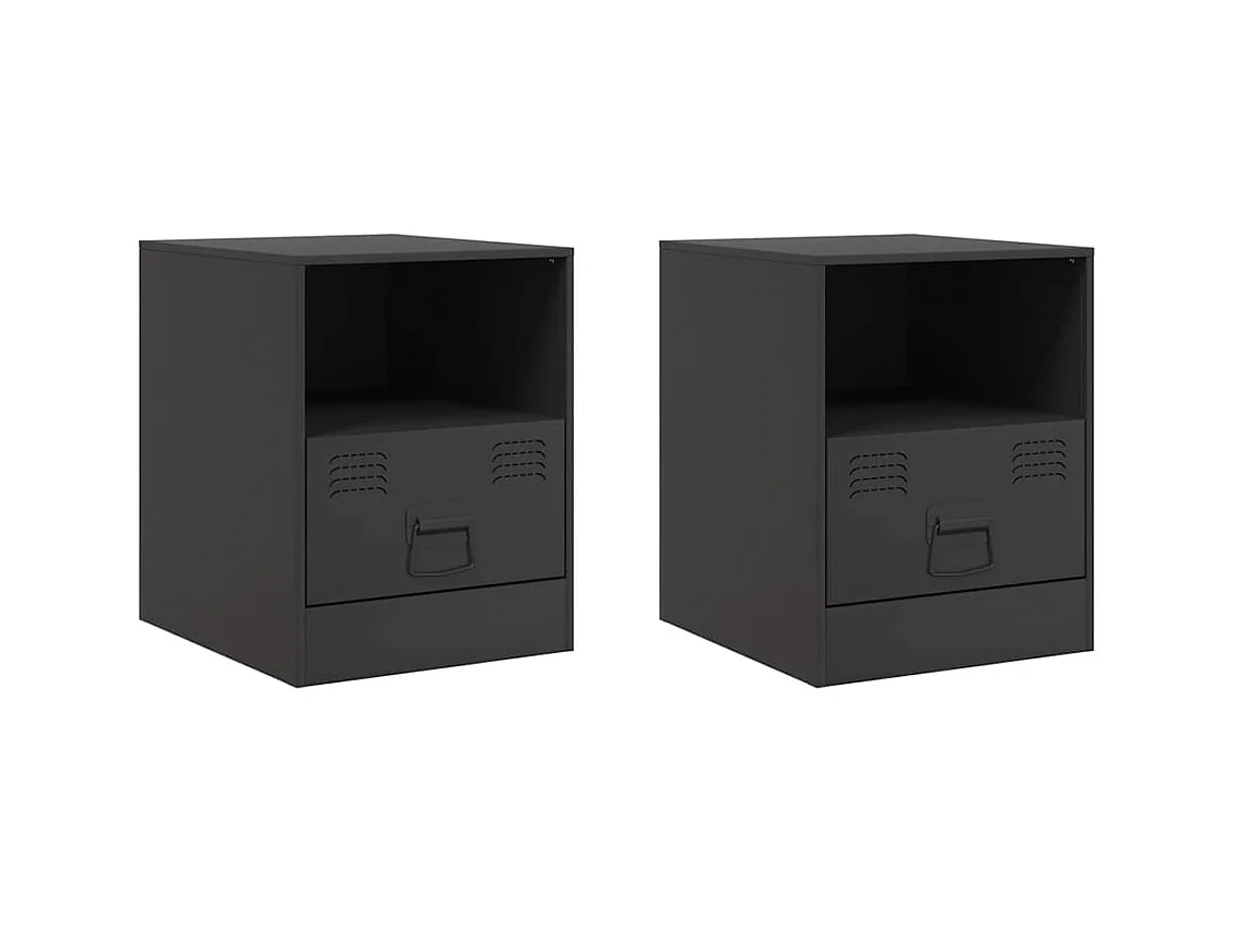 Tables de chevet 2 pcs noir 34,5x39x44 cm acier