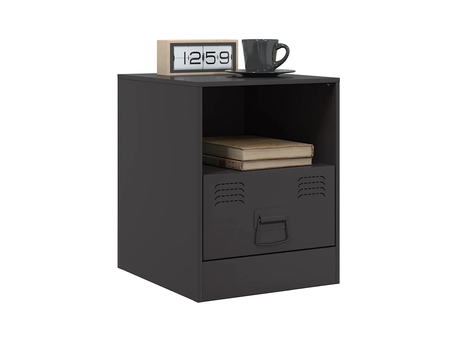 Tables de chevet 2 pcs noir 34,5x39x44 cm acier