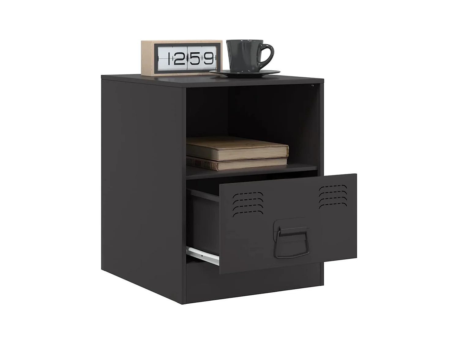 Tables de chevet 2 pcs noir 34,5x39x44 cm acier
