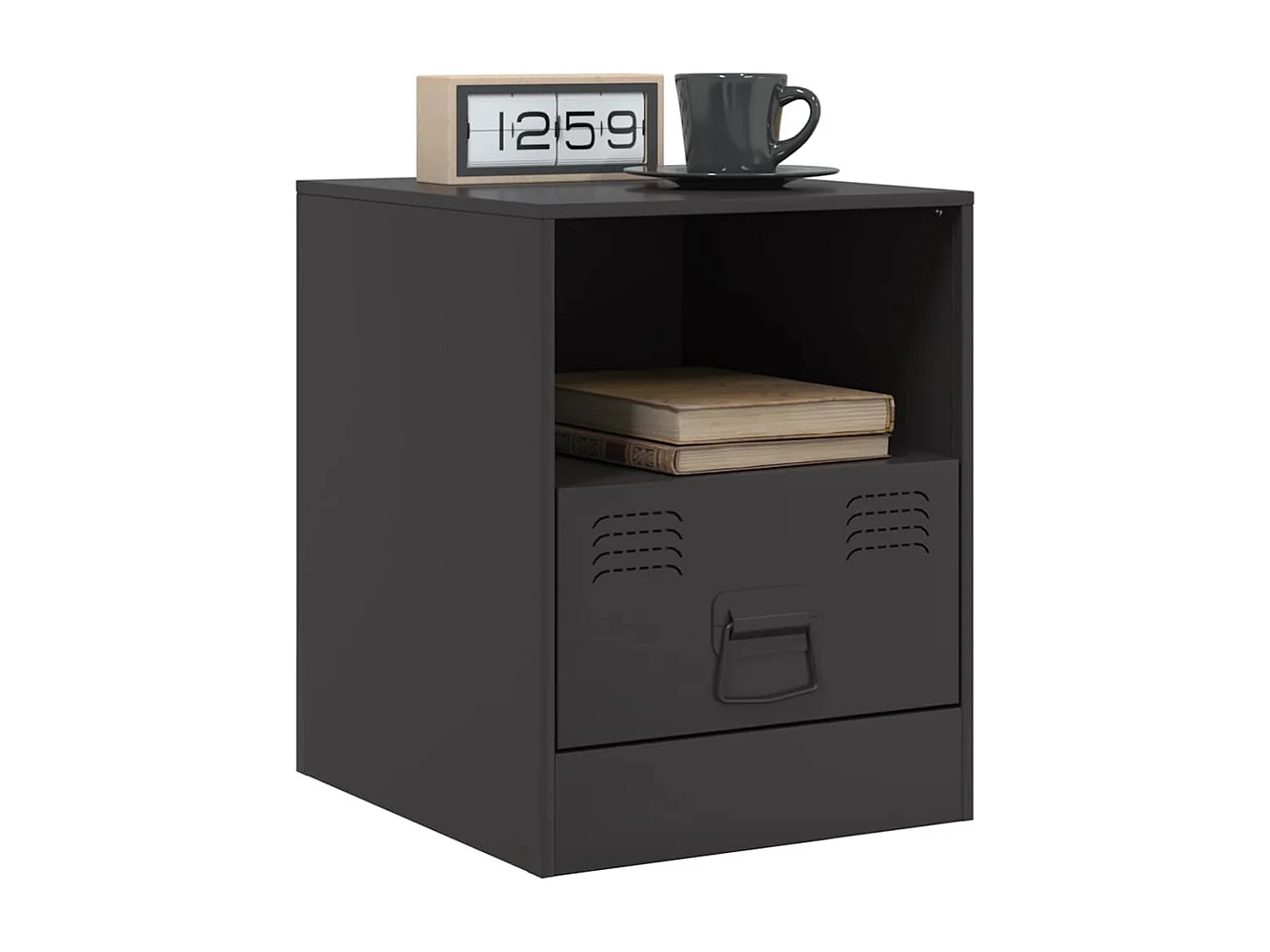 Tables de chevet 2 pcs noir 34,5x39x44 cm acier