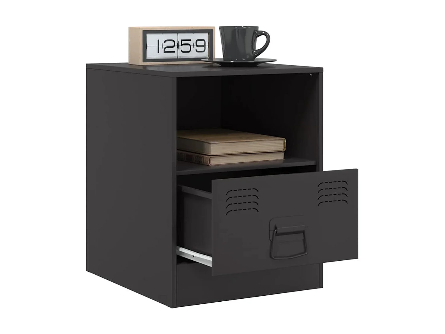 Tables de chevet 2 pcs noir 34,5x39x44 cm acier