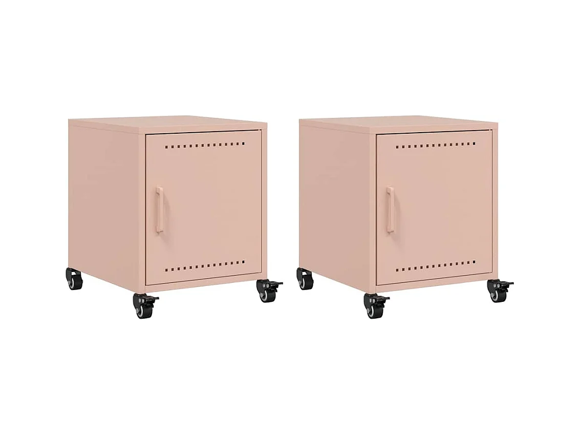 Tables de chevet 2 pcs rose 36x39x43,5 cm acier