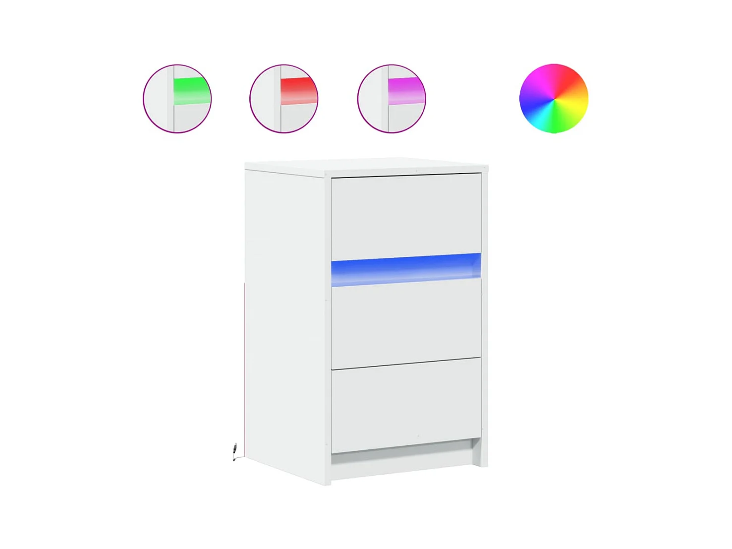 Armoire de chevet avec lumières LED blanc bois d'ingénierie