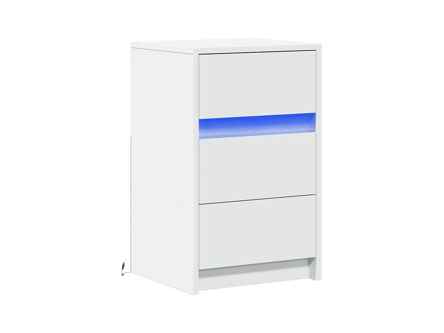 Armoire de chevet avec lumières LED blanc bois d'ingénierie