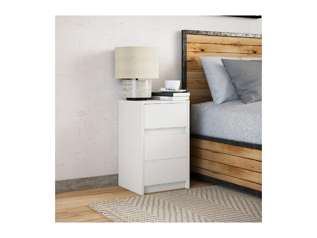 Armoire de chevet avec lumières LED blanc bois d'ingénierie