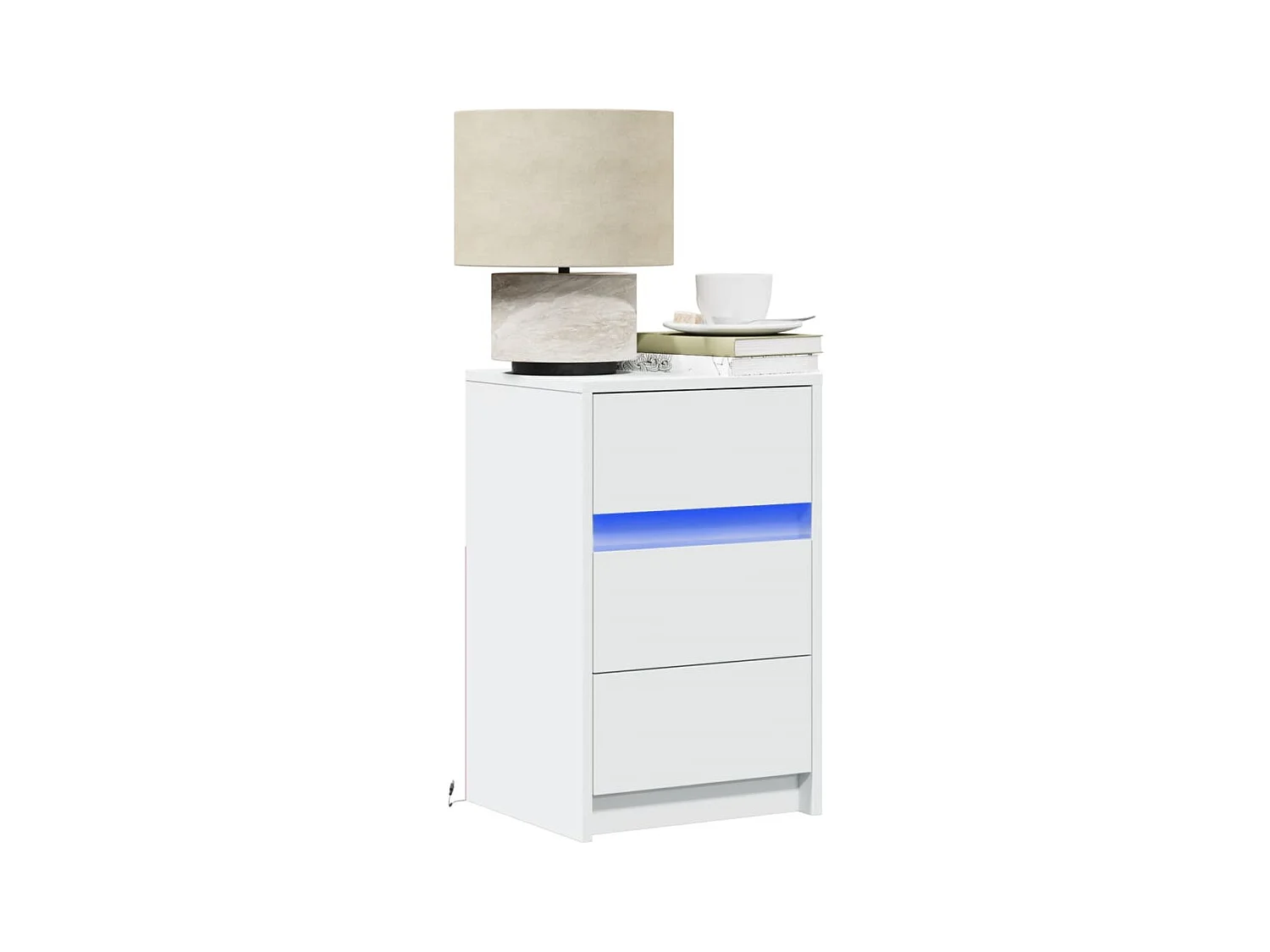 Armoire de chevet avec lumières LED blanc bois d'ingénierie