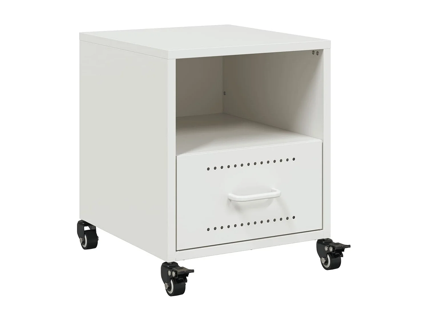 Table de chevet blanc 36x39x43,5 cm acier