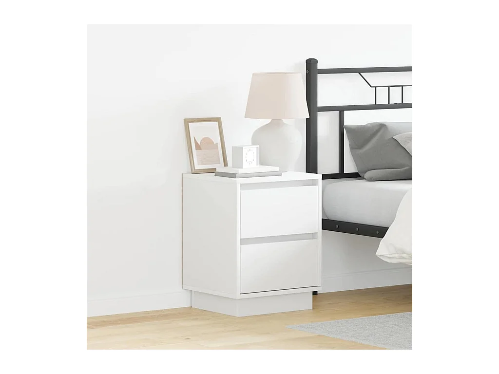 Cabinets de chevet avec lumières LED 2 pcs Blanc 39x34.5x50 cm