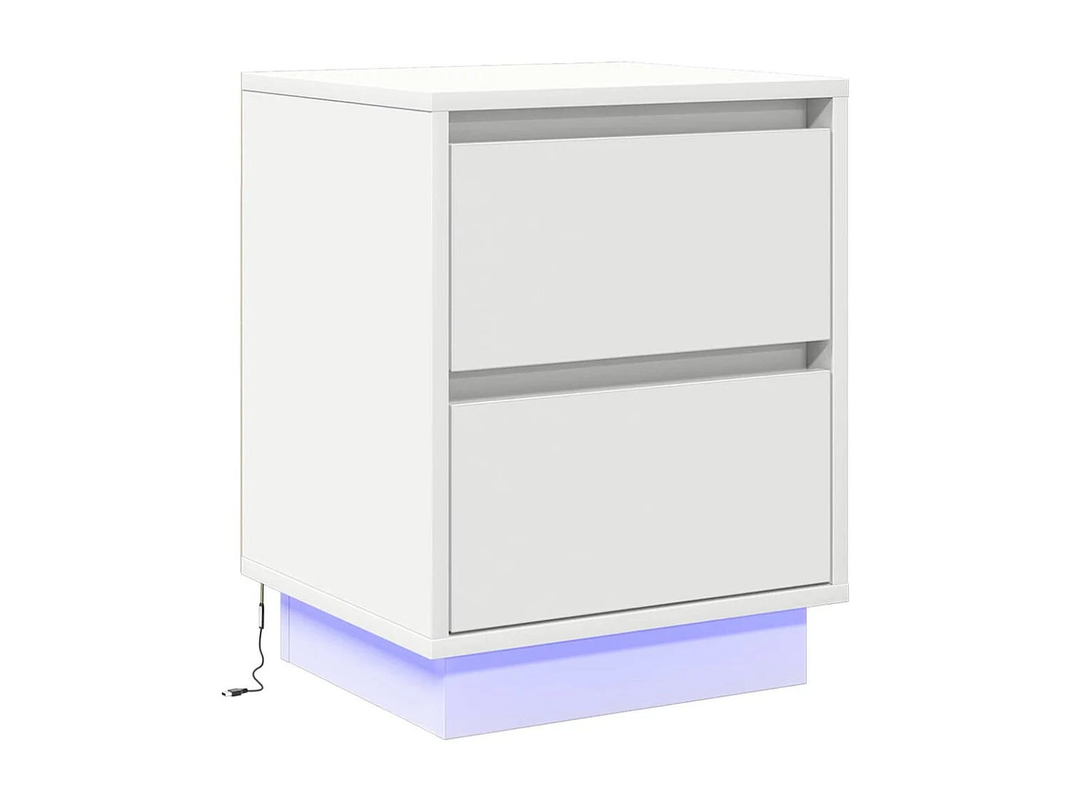 Cabinets de chevet avec lumières LED 2 pcs Blanc 39x34.5x50 cm
