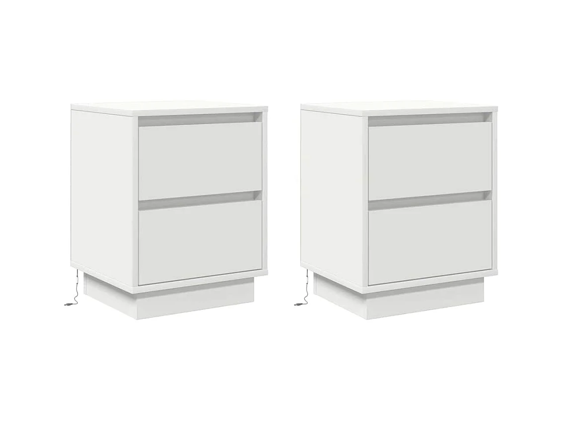 Nachtkastjes met LED-verlichting 2 stuks Wit 39x34,5x50 cm
