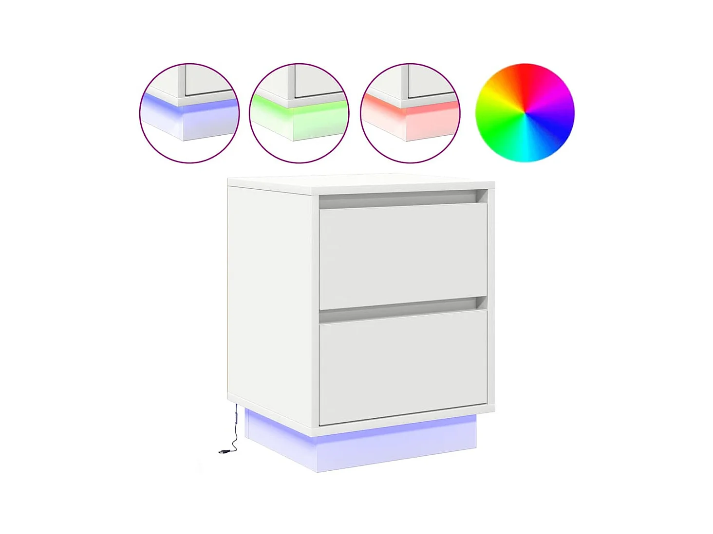 Nachtkastjes met LED-verlichting 2 stuks Wit 39x34,5x50 cm