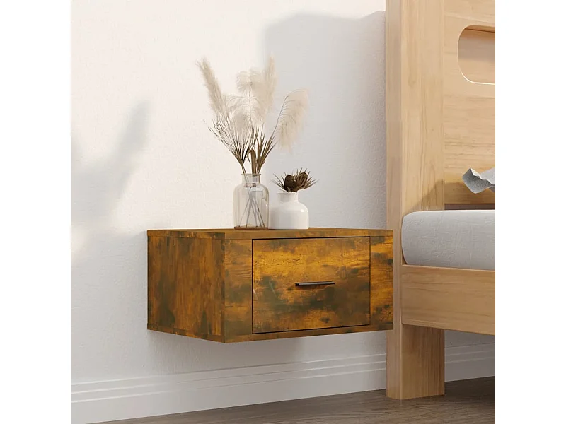 Comodino da parete in rovere affumicato 50x36x25 cm