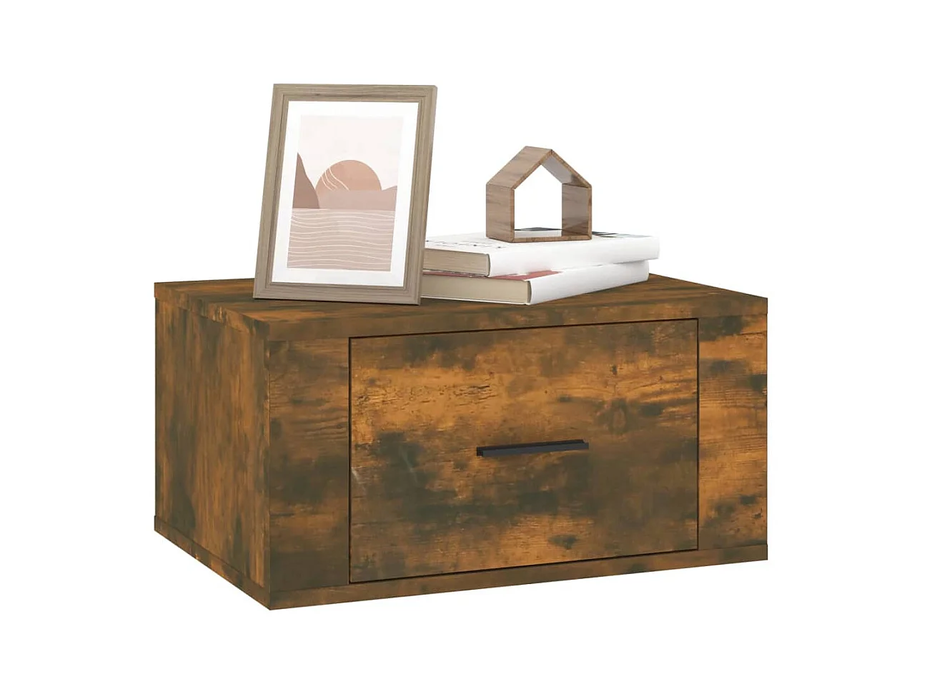 Comodino da parete in rovere affumicato 50x36x25 cm
