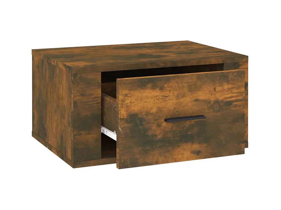 Comodino da parete in rovere affumicato 50x36x25 cm