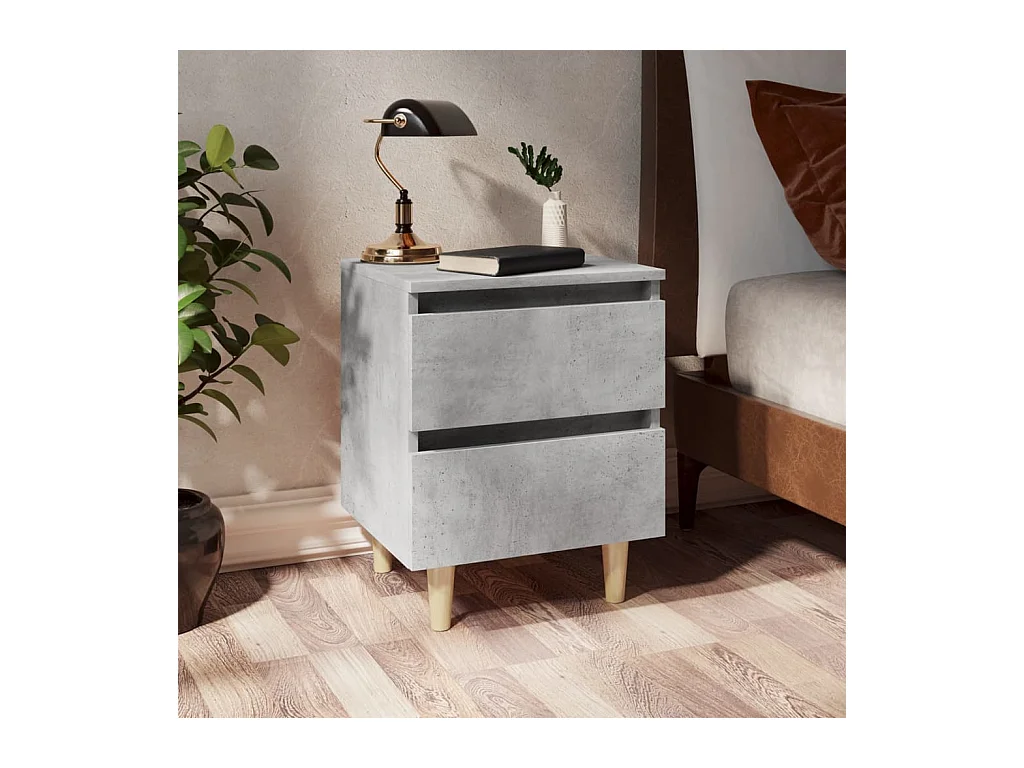 Comodino con gambe in pino grigio cemento 40x35x50 cm