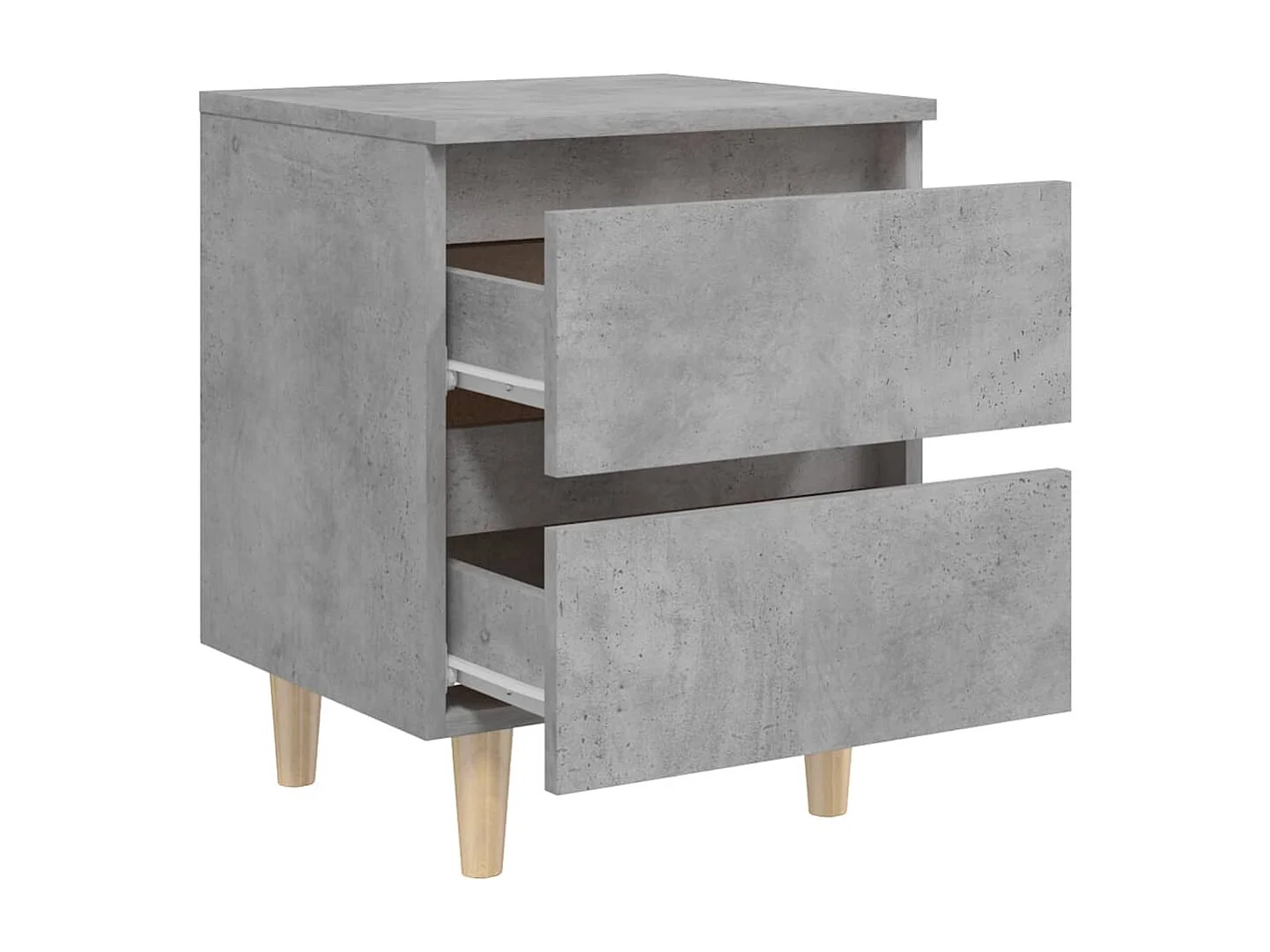 Comodino con gambe in pino grigio cemento 40x35x50 cm