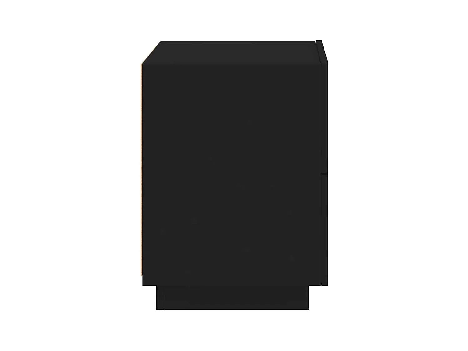 Armoires de chevet et lumières LED 2 pcs noir bois d'ingénierie