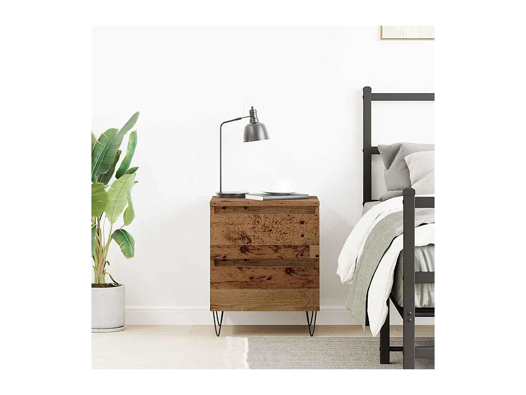 Table de chevet en bois ancien 40x35x50 cm en bois reconstitué