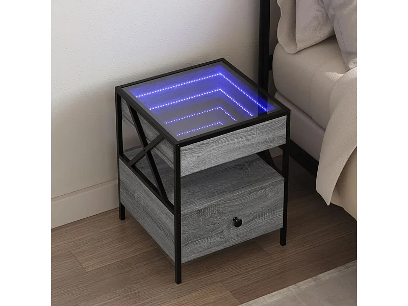 Nachttisch mit LED Infinity Sonomagrau 40x40x51 cm
