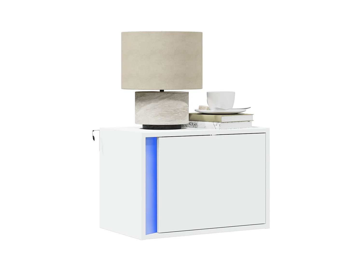 Tables de chevet murales avec lumières LED 2 pcs blanc