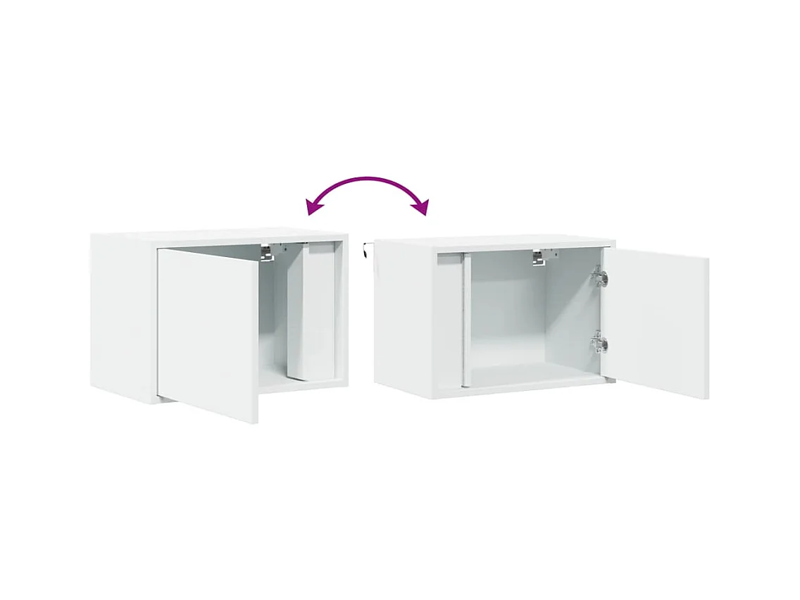 Wandnachtkastjes met LED-verlichting 2 stuks wit