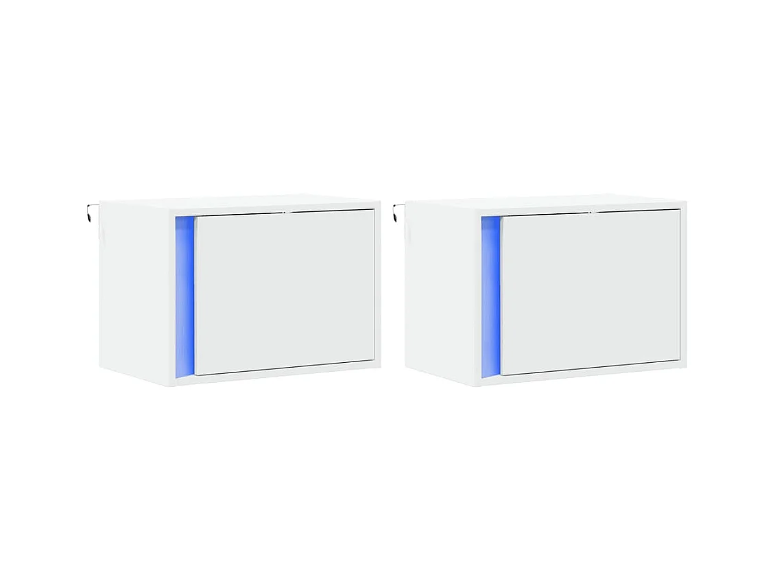 Wandnachtkastjes met LED-verlichting 2 stuks wit