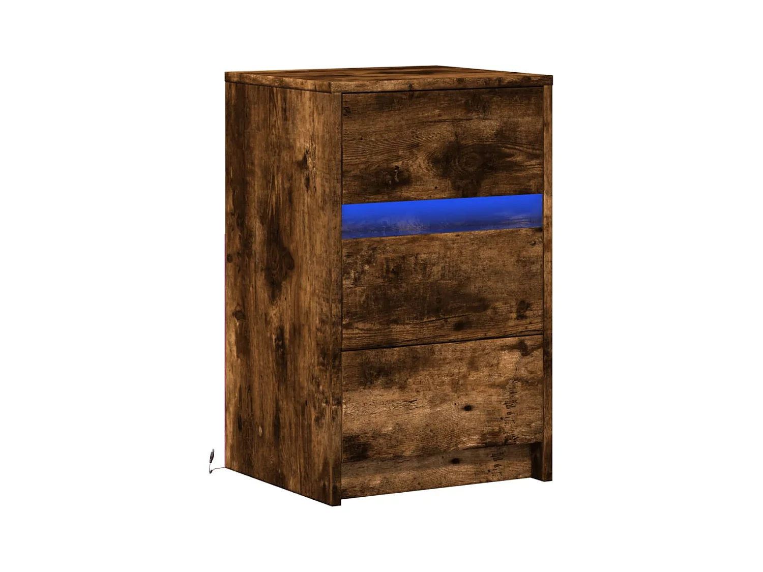 Nachttisch aus geräuchertem Eichenholz und LED-Leuchten