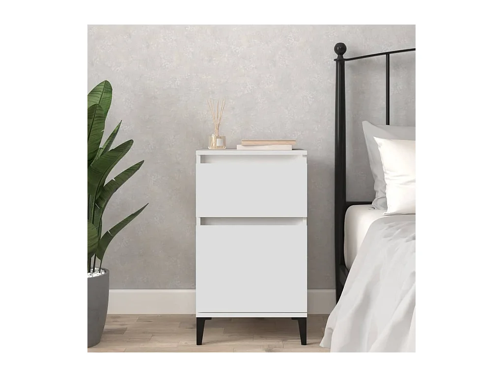 Table de chevet blanc 40x35x70 cm