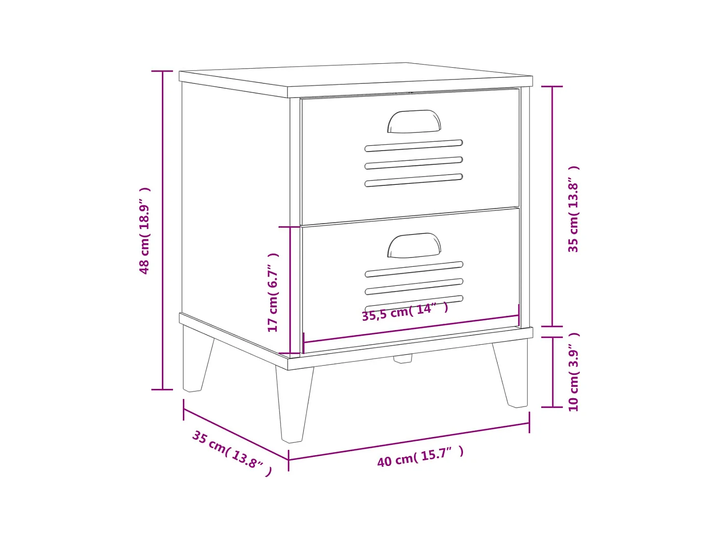 Table de chevet VIKEN noir bois d'ingénierie