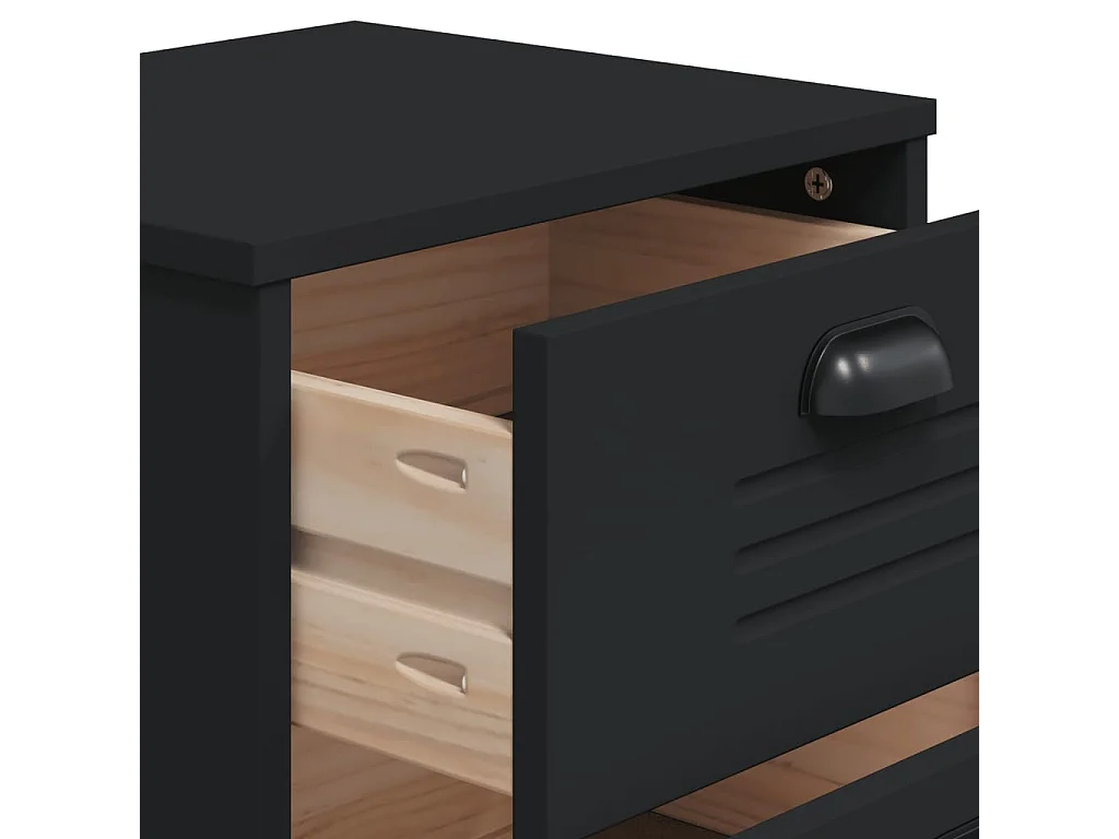 Mesita de noche de madera de ingeniería negra VIKEN